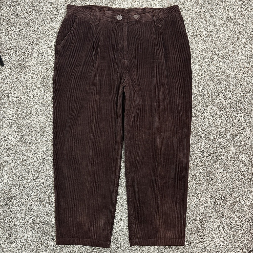 Carolina Blues Womens Corduroy Pants 22W Brown Tapered Leg Casual Jeans Cotton‎